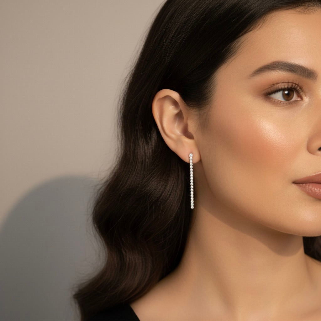 Short Earring Crystal Tassel