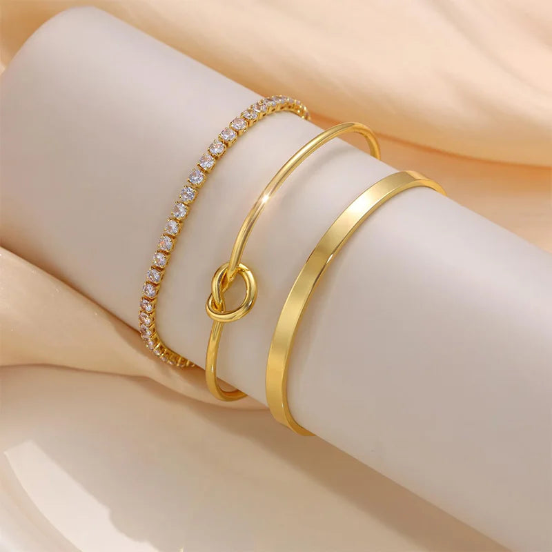 Kit Luxury Zircon Chain Bangles Jewelry