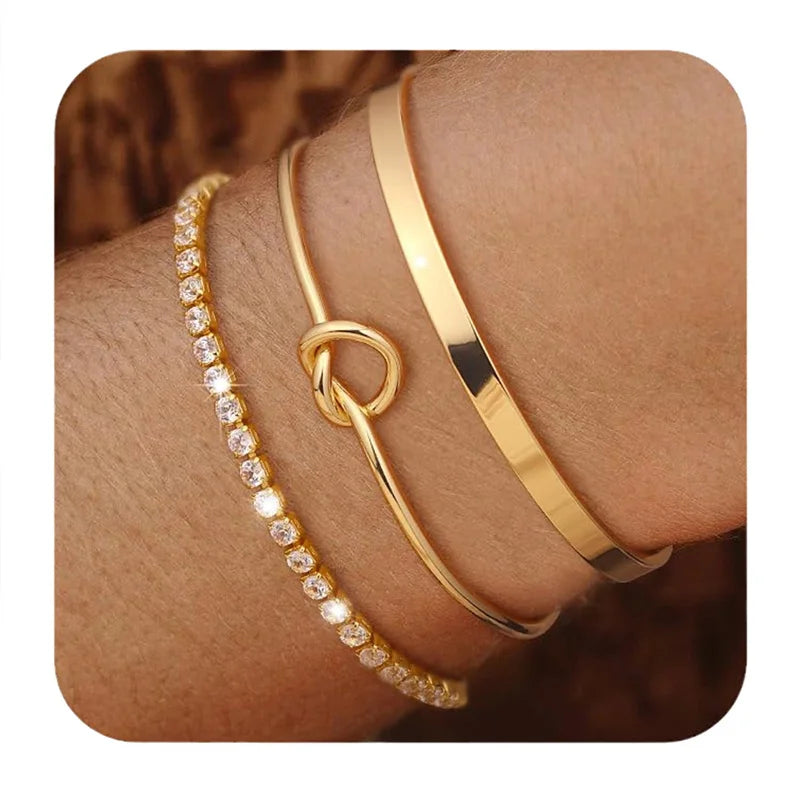 Kit Luxury Zircon Chain Bangles Jewelry