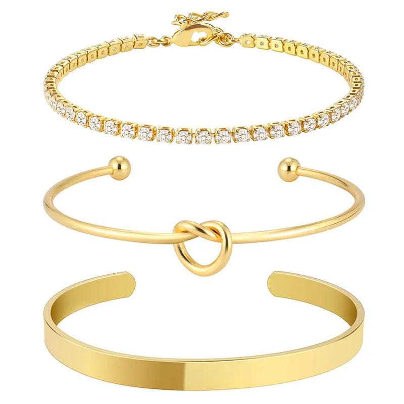 Kit Luxury Zircon Chain Bangles Jewelry