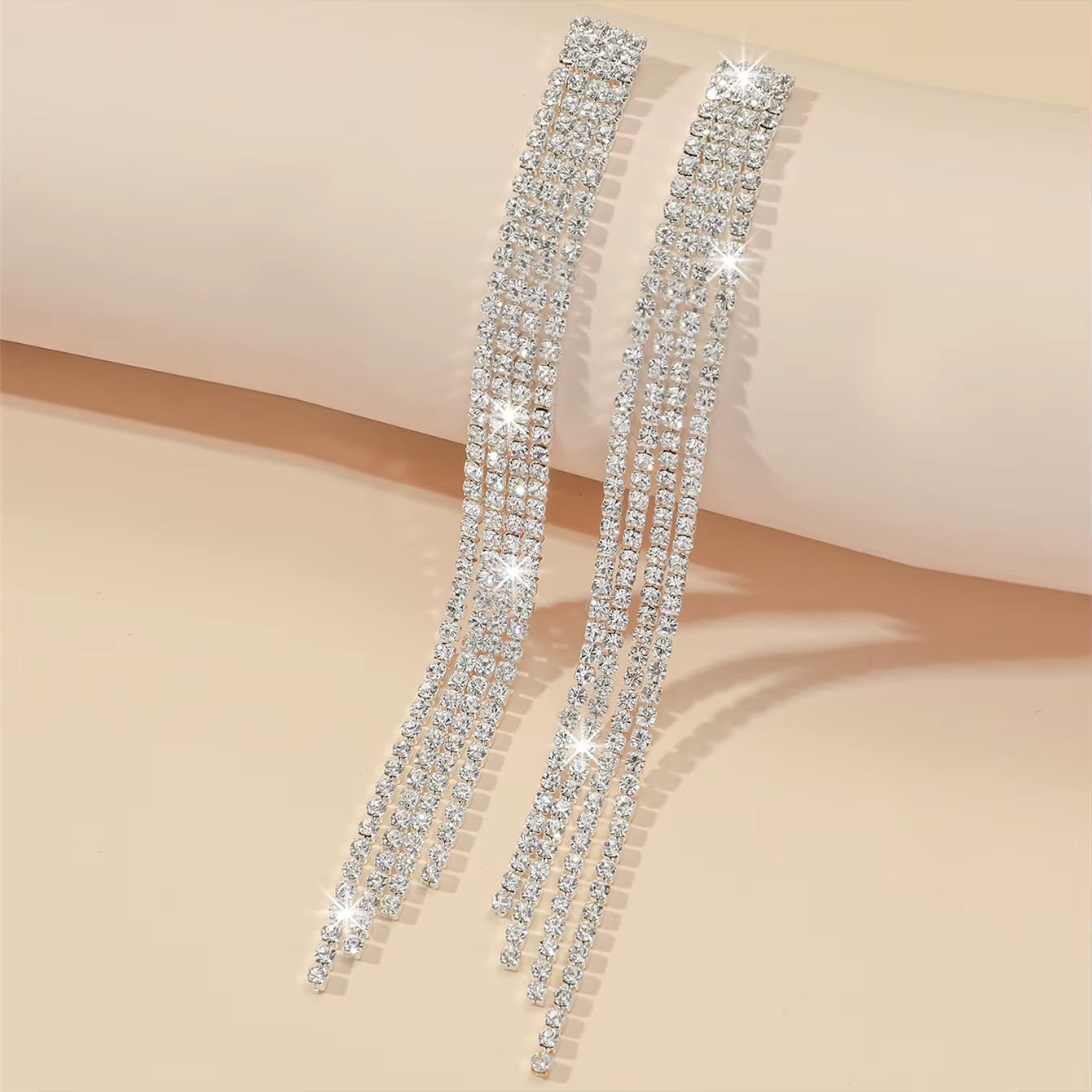 Long Earring Crystal Tassel